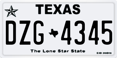 TX license plate DZG4345