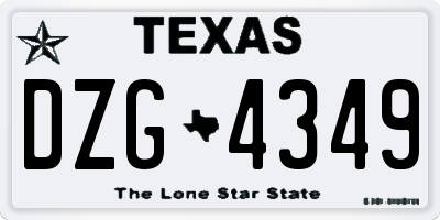 TX license plate DZG4349