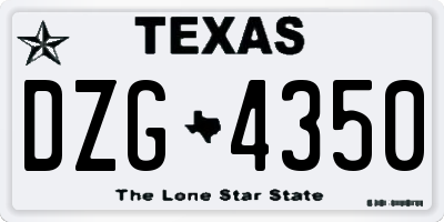 TX license plate DZG4350