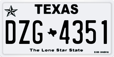 TX license plate DZG4351