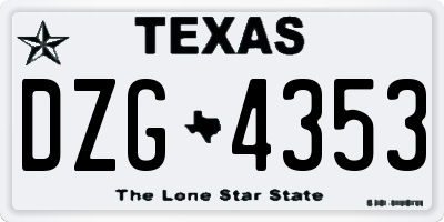 TX license plate DZG4353