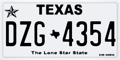 TX license plate DZG4354