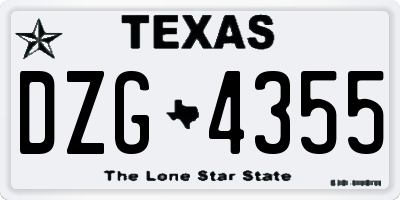 TX license plate DZG4355