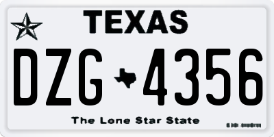 TX license plate DZG4356
