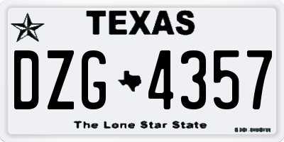 TX license plate DZG4357