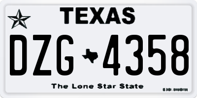 TX license plate DZG4358