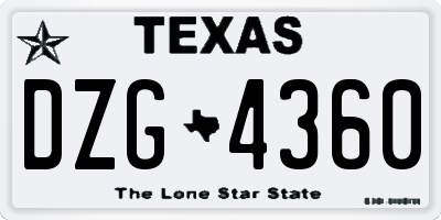 TX license plate DZG4360