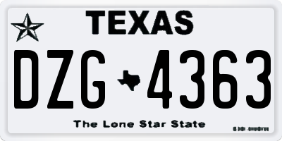 TX license plate DZG4363