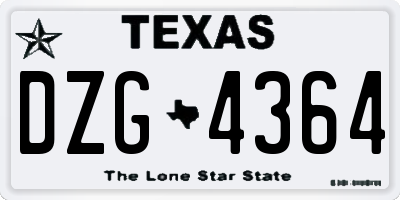 TX license plate DZG4364
