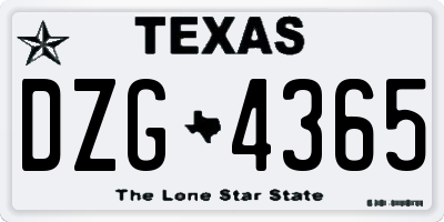 TX license plate DZG4365