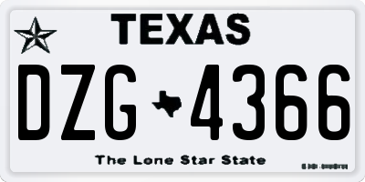 TX license plate DZG4366