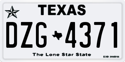 TX license plate DZG4371