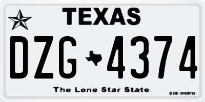 TX license plate DZG4374