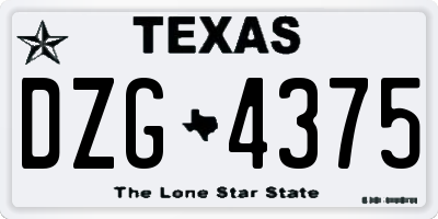 TX license plate DZG4375