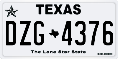 TX license plate DZG4376