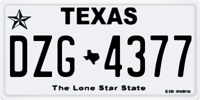TX license plate DZG4377