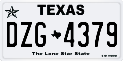 TX license plate DZG4379