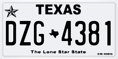 TX license plate DZG4381