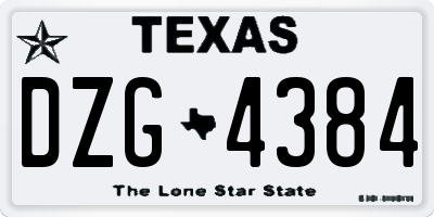 TX license plate DZG4384