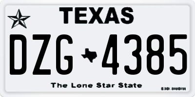 TX license plate DZG4385