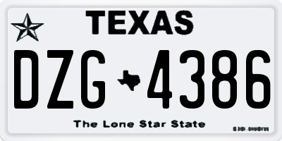 TX license plate DZG4386