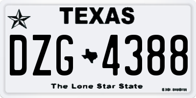 TX license plate DZG4388