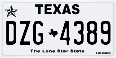 TX license plate DZG4389