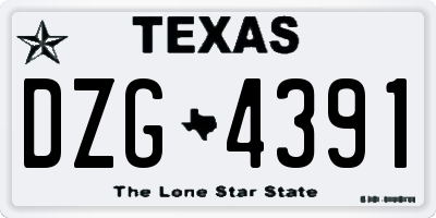 TX license plate DZG4391