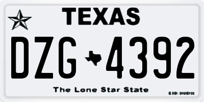 TX license plate DZG4392