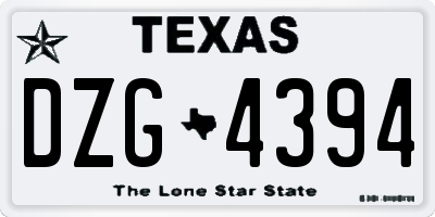 TX license plate DZG4394