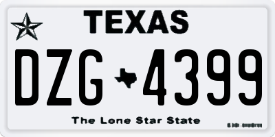TX license plate DZG4399