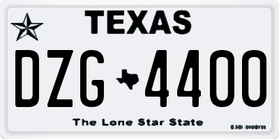TX license plate DZG4400