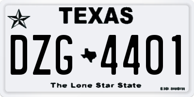 TX license plate DZG4401