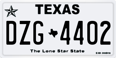 TX license plate DZG4402