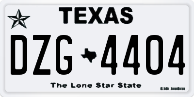 TX license plate DZG4404