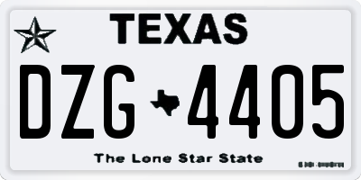 TX license plate DZG4405