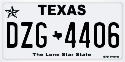 TX license plate DZG4406