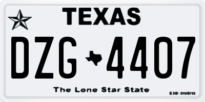 TX license plate DZG4407