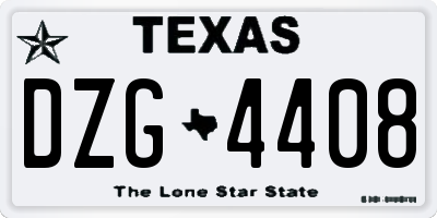 TX license plate DZG4408