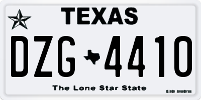 TX license plate DZG4410