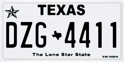 TX license plate DZG4411