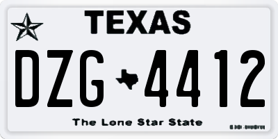 TX license plate DZG4412