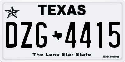 TX license plate DZG4415