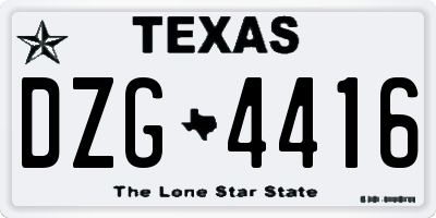 TX license plate DZG4416
