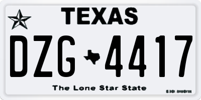 TX license plate DZG4417