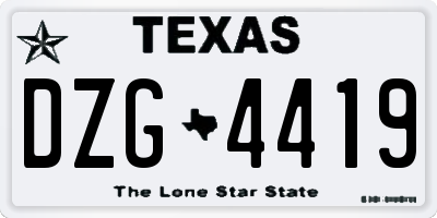 TX license plate DZG4419