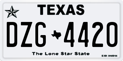 TX license plate DZG4420