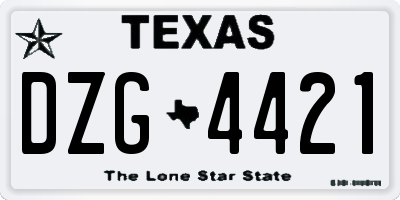 TX license plate DZG4421