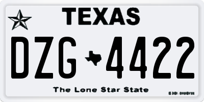 TX license plate DZG4422