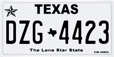 TX license plate DZG4423
